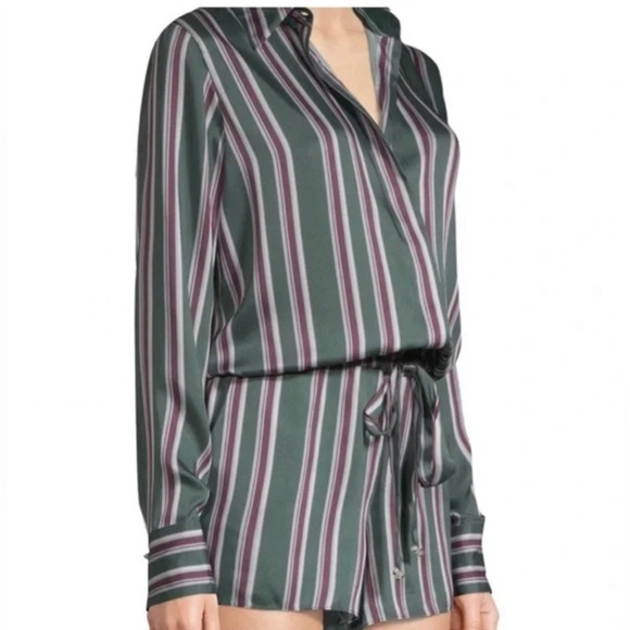 ALEXIS *Monet* green striped button down shirt style romper S - Picture 4 of 4